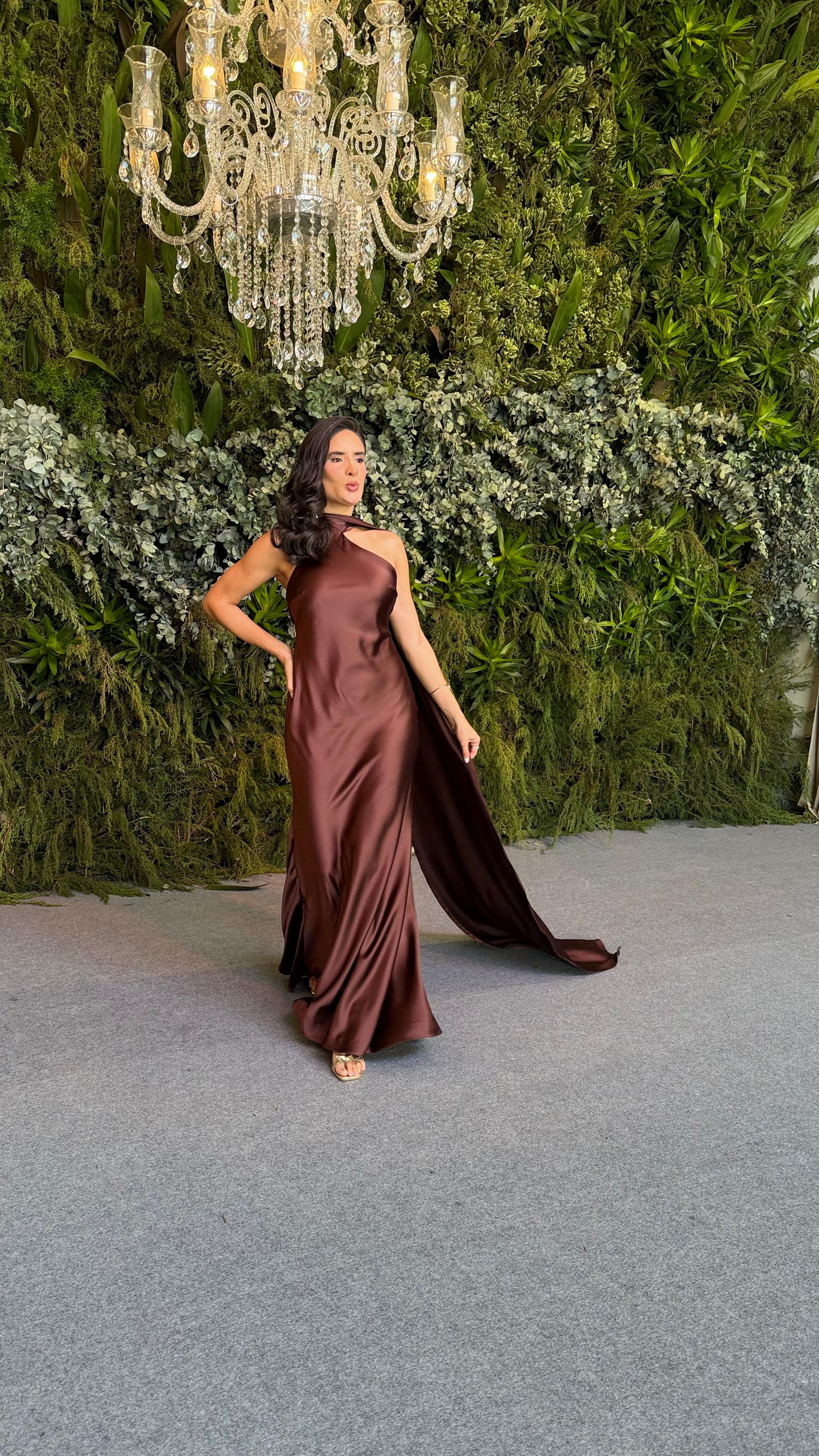Vestido Monet Marrom - Vestido para festa - Sampaio Atelier Teresina