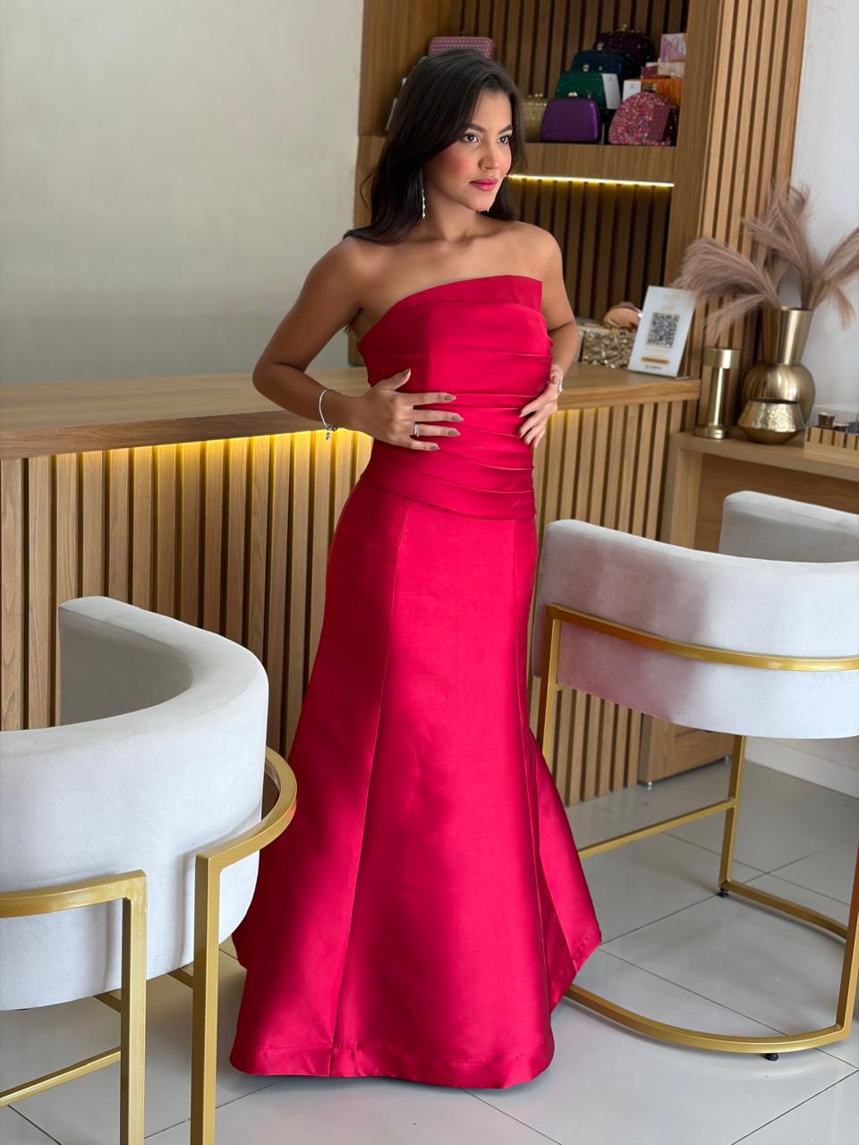 Vestido Bruna Vermelho - Vestido para festa - Sampaio Atelier Teresina