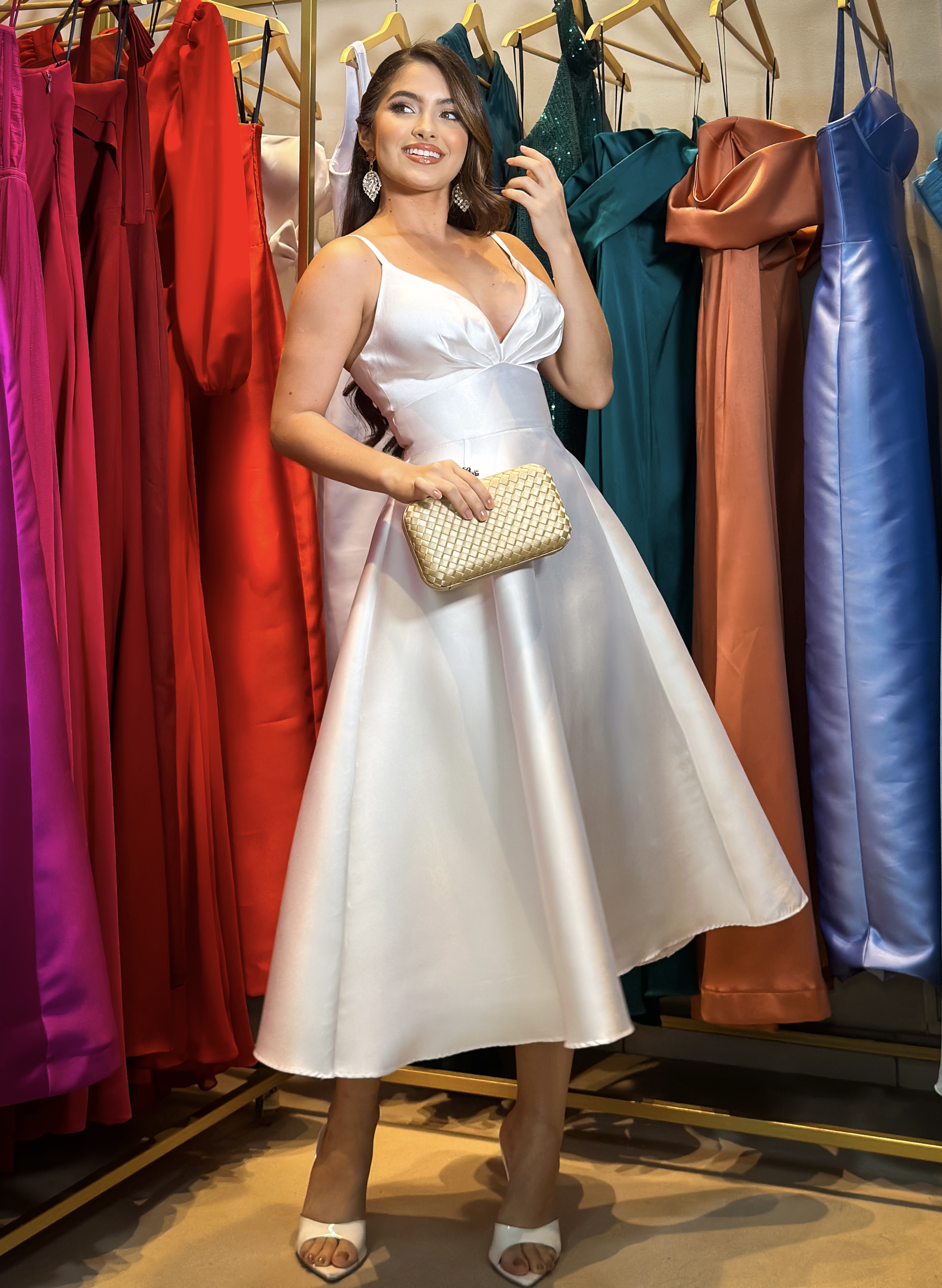 Vestido fio Branco - Vestido para festa - Sampaio Atelier Teresina