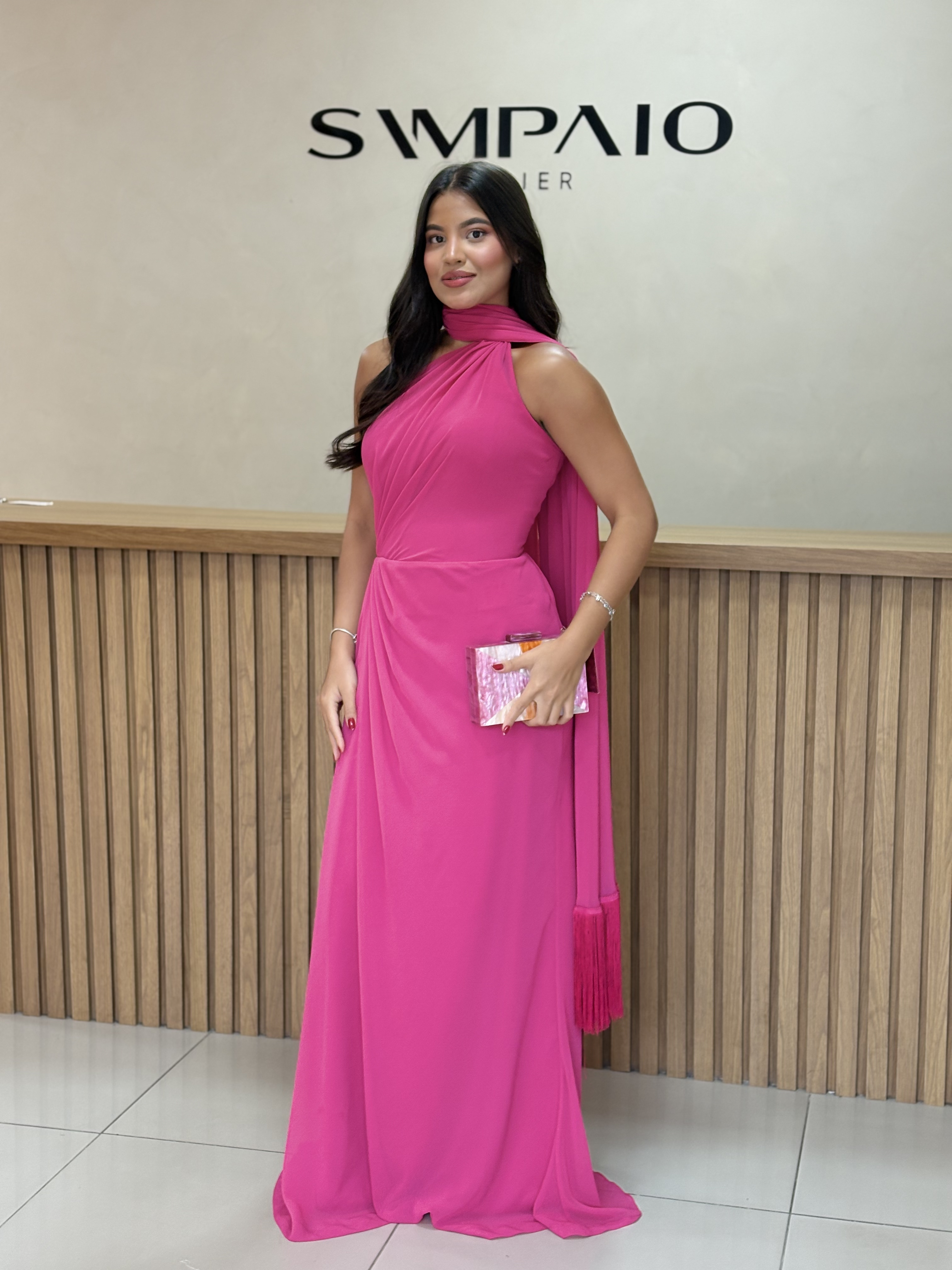 Vestido Leme - Rosa para festa - Sampaio Atelier Teresina